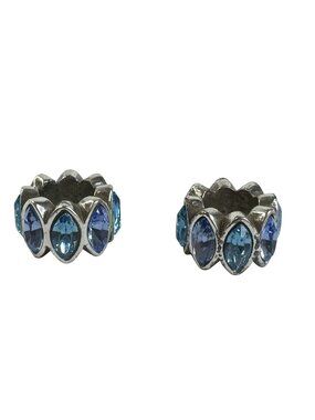 Two Brighton Two Tone Blue Crystal Bead Charms Silver Tone